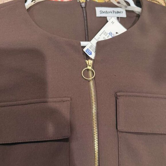 Shelby & Palmer Brown Midi Dress with Belt 8 size - Picture 3 of 3